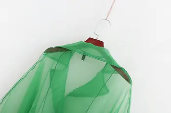 Protecție Solară Cămașă Îmbrăcăminte De Vară 2019 Noua Moda Organza Transparent Verde Rochie Lunga Camasi Bluza Moderna Doamna Poartă
