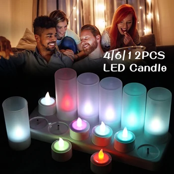 Colorat Electronic LED Lumina Lumânări Reîncărcabile de Control de la Distanță Pentru Dormitor Petrecere de Nunta/Craciun/ Decoratiuni de Paste Lumânare
