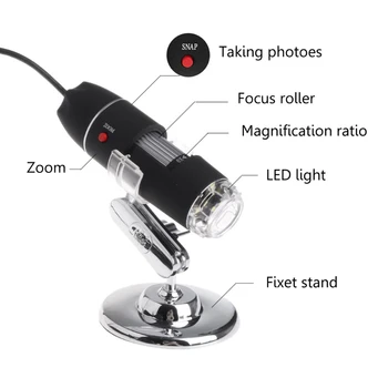8LED 1600x USB Microscop Digital Electronic Lentilă Lumină Biologice Lupa Endoscop cu Camera Video Suport
