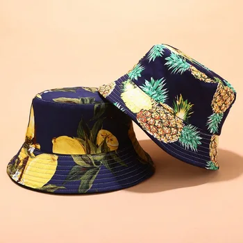 Noi Europeană American tropicale tipărite de fructe model pescar pălărie de sex feminin de vară în aer liber de sport umbrelă de soare, pălării de petrecere a timpului liber găleată pălărie