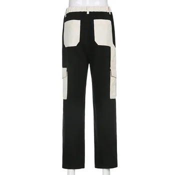 Sweetown Mozaic de Culoare Bloc Blugi Largi Femei Street Style de Înaltă Talie Pantaloni de Marfă Y2K Estetic ' 90 Drept Pantaloni din Denim