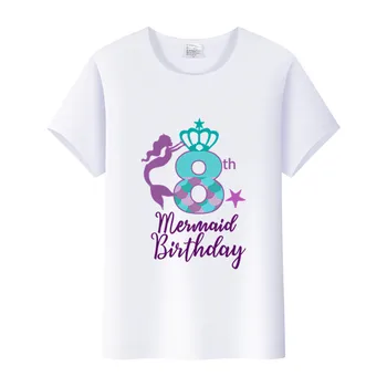 1-10 ani Fete Sirena Topuri Petrecerea de Ziua Copii Alb T Shirt Graphic Fetita Haine Bebelus Fete Tricou Copii Tees