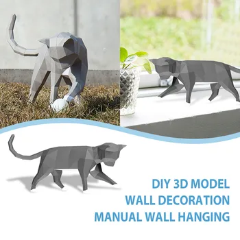 Pantera Statuie De Animale Figurine Geometrice Abstracte Stil Rășină Cat Sculptura Home Office Desktop Decor Cadou