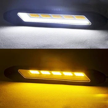HYZHAUTO 2 buc Flexibil Impermeabil Alb Chihlimbar de Culoare Dual LED Lumini de Zi de Funcționare a Lămpii de Ceață Auto COB DRL Lumina de Semnalizare 12V