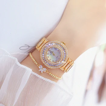 Aur de lux pentru Femei Ceasuri de Cristal de Diamant Doamnelor Cuarț Ceas Brățară din oțel Inoxidabil Ceas de sex Feminin Ceas relojes mujer
