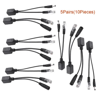 10buc(5pairs) POE cablu Adaptor Pasiv Conectori de Alimentare cablu Ethernet PoE Adaptor RJ45 Injector + Splitter Kit 12V 24V 36V