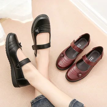 Femei din piele apartamente Curea Glezna negru mocasini femei casual pierde-vară în aer liber, pantofi pentru femeie pantofi de piele
