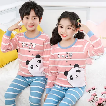 Toamna Pijama Set Pentru Fete Baieti Haine Drăguț Pisica Complet Maneca Pijamale Copii Pijama Infantil Haine Copii Costum 4 6 8 10 12Y