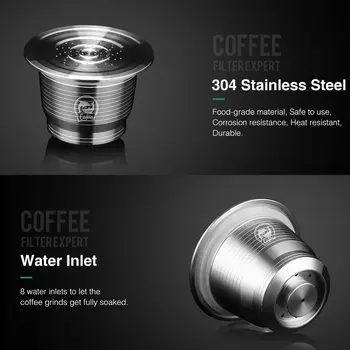 Din oțel inoxidabil Reîncărcabile Cafea Capsulă Capsulă Filtru Dripper Tamper Compatibil cu Nespresso U Mașină de Cafea