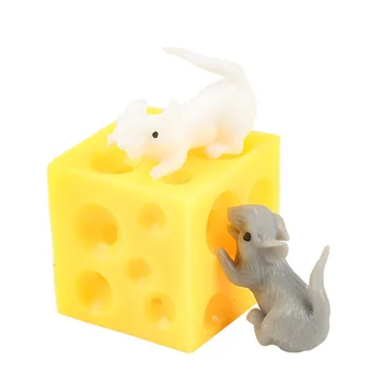 Kawaii Șoarecii La Brânză Jucărie Dificil Vârf De Cuțit De Jucărie Mouse-Ul Și Brânză Jucărie De Relief De Stres Jucarii De Cadouri De Craciun Pentru Copii