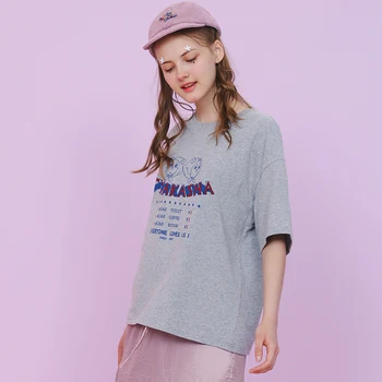 Moda 2017 Vara pentru Femei Tricou Topuri cu Maneci Scurte Gri T-shirt Pentru Femeie Pisici Drăguț Litere Tipărite Doamnelor Tricou Vrac