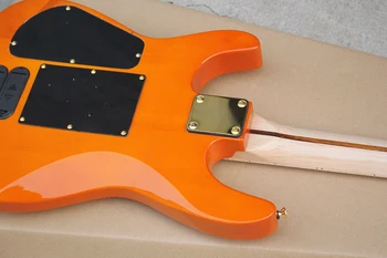 Transport gratuit, portocaliu 6-string chitara electrica, 3 pickup, hardware-ul de aur, personalizate