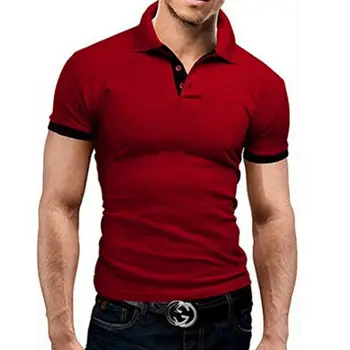 CW-2020 Brand Vara Noi Bărbați T-shirt Rever Casual cu mâneci Scurte, Cusaturi T-shirt pentru bărbați de Culoare Solidă Pulover Bluze T-shirt