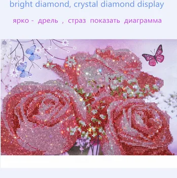 New5D DIY diamant Pictura flori cruciulițe diamant broderie de cristal diamante rotunde autocolante de perete decor acasă 45x35