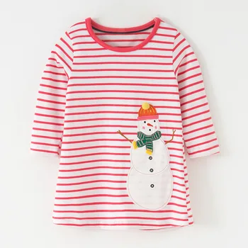 Puțin maven 2020 Toamna Snowman Dress pentru Fete 2-7ani Copil Haine de Bumbac Copilul copil Fete Rochii de Petrecere Rochii de Copii