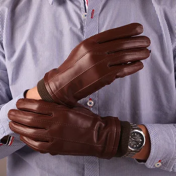 Moda Moale Om Plin Degetul Mănuși de Blană pentru Bărbați Mănuși din Piele din Piele Vânt de Primăvară de Toamnă Cald Mănuși pentru Bărbați AGD013