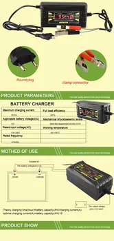 12V 6A Complet Automat Smart Fast Plumb-acid Baterie Încărcător Pentru Mașină, Motocicletă Display LCD UE/SUA Inteligent Rapid Puterea Umed Uscat