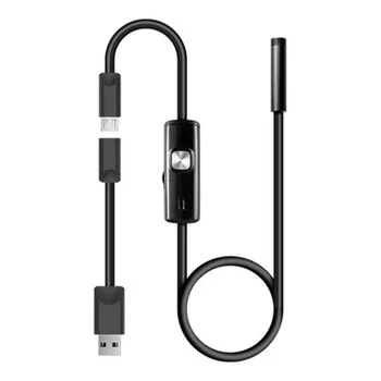 1 M 7mm Lentile Cablu USB Mini Rigid de Inspecție Camera Sarpe Tub rezistent la apa Bronhoscop, Endoscop cu 6 LED-uri pentru Telefon Android