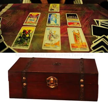 De epocă din Lemn Caseta de Comori Joc de Bord Cutie de Depozitare pentru Poker Carte de Tarot Brelocuri Bijuterii și Decor Acasă