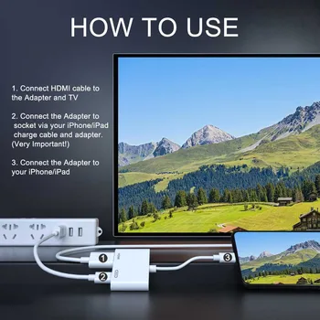 Adaptor HDMI pentru Lightning Digital AV Converter 4K USB Conector de Cablu de Până la 1080P HD pentru iPhone X/11/8P/6S/7P/iPad Air/iPod