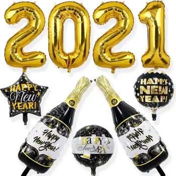 2021 An Nou Fericit Balon Partidul Decor Sampanie Sticla De Vin Baloane De An Nou Baloane, Decor De Crăciun Consumabile