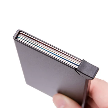 Aluminiu titularul Cardului de Oameni de Metal Titularul Cardului de credit Rfid Blocking Mini Slim Wallet Pop-up Automat Cardul Caz Protector