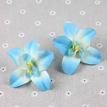 Lulang Albastru 15buc 8cm Artificiale DIY Mătase Orhidee Cap Vrac Cattleya Capete de Flori pentru Petrecerea de Nunta Mireasa Clip de Păr Decor