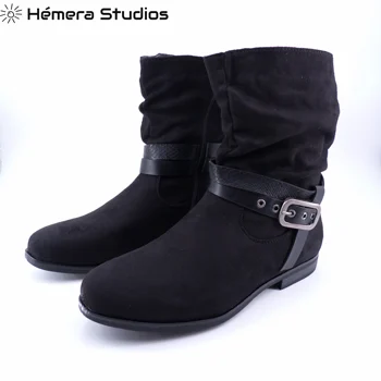 Hemera Studios glezna cizme Femei 2020 iarna plat de zi cu zi cu fermoar cizme cu catarame
