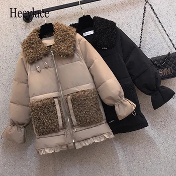 Plus dimensiune femei de iarnă lambswool cusaturi groase haină călduroasă de iarnă de înaltă calitate parka moda coreeană lambswool epocă sacou
