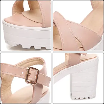 Fanyuan italiană 2019 Vara Sandale cu Platforma pentru Femei 34-46 Plus Dimensiune Pantofi cu Tocuri Înalte, Sandale Casual Solid sandalia feminina