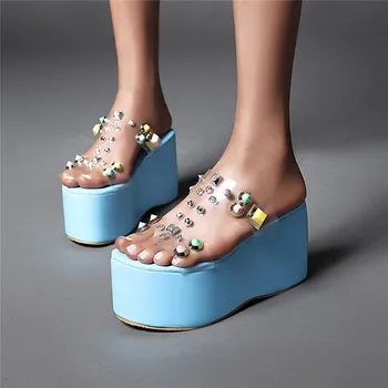 ASUMER 2020 noua moda sandale gladiator femei pvc Transparent nit de vară populare casual, pantofi pene sandale cu platforma femeie