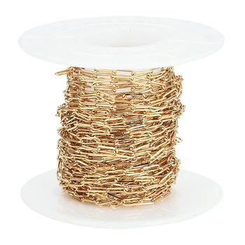 Aur Cablu lanț Placat cu Aur de 18K Clip de Hârtie Lanțuri cu Bobină pentru Colier Bijuterii Accesorii DIY Face de 5 Metri