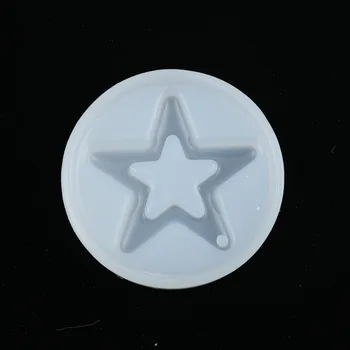 Rasina de silicon Mucegai Pentru a Face Bijuterii Rotund Alb Pentagrama Steaua Epoxidice Moale Film Moda Bijuterii DIY Instrumente 5.8 cm Diam., 2 Buc