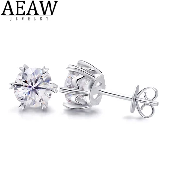 AEAW Total 2ctw EF VVS Diamant Trecut Testul Moissanite Placat cu Aur Alb Cercei Argint 925 Bijuterii Femeie Iubita Cadou