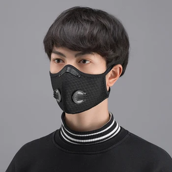 2 buc Masca Anti-Masca de Fata Masca de Protectie 5 straturi Preveni PM2.5 Gura Masca De Respirat Cu Filtru De Praf Reutilizabil Lavabil, Negru