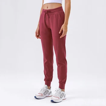 Femei Cordon Talie de Formare de Yoga Pantaloni Cu Buzunare Stretch Lounge pantaloni de Trening Sală de Fitness Gol-simt Sport Jogging Pantaloni