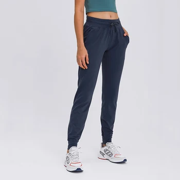 Femei Cordon Talie de Formare de Yoga Pantaloni Cu Buzunare Stretch Lounge pantaloni de Trening Sală de Fitness Gol-simt Sport Jogging Pantaloni