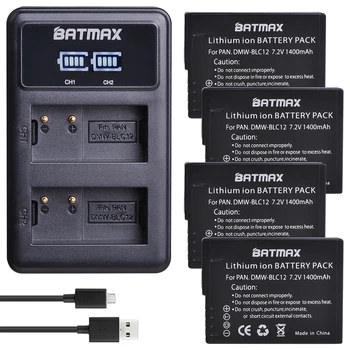 4buc DMW-BLC12 BLC12E BLC12PP DMW BLC12 Baterii + LED Dual Incarcator pentru Panasonic Lumix FZ1000,FZ200,FZ300,G5,G6,G7,GH2,DMC-GX8