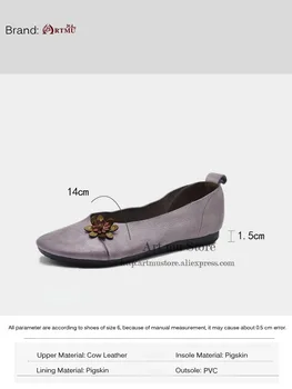 Artmu Original Floare din Piele Pantofi Retro Unic Plat Zână Pantofi pentru Femei Superficial Gura Manual Talpă Moale Pantofi 8289-02