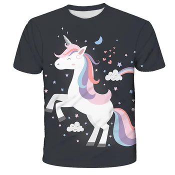Vara Brand Nou pentru Copii T-shirt unicorn 3D Băieți/fete T-shirt pentru Copii cu Maneci Scurte T-shirt Casual Copilul Topuri Haine