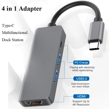 Miracare Thunderbolt 4 in1 USB-C pentru Adaptor HDMI 2x USB3.0 Tip C PD Hub Pentru Huawei P20 Pro Samsung Dex Galaxy S9/S8