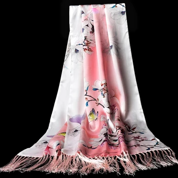 Real Eșarfă de Mătase pentru Femei Brand 2020 Hangzhou Naturale Șaluri de Mătase,Împachetări pentru Femei Imprimate Foulard Femme Pură Mătase Eșarfe Lungi