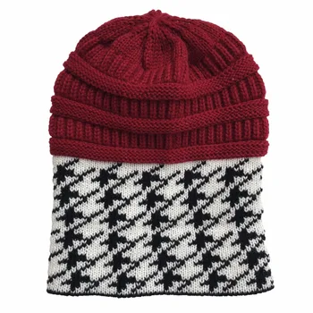 HanXi Mozaic Oameni Beanie Hat pentru Femei Pălării de Iarnă Houndstooth Tricotate Croșetat căciulă de Schi Chelioși Cald Capace pentru Femei