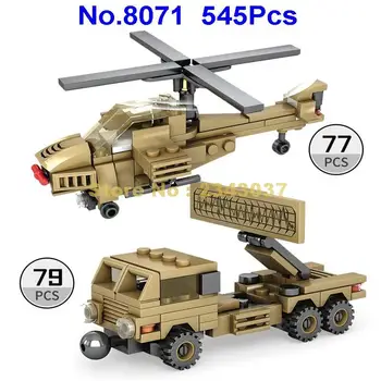545pcs militare vehicule-cisternă transforma robot ww2 elicopter masina 6in1 blindate mecha blocuri de Jucărie