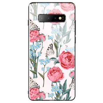 Flori de trandafir bujor Roz floarea-soarelui Sticla Caz de Telefon pentru Samsung Galaxy A50 A40 A20 A30 A10-70 A51 A71 A81 Acoperi