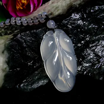 Naturale Agat Chineză Calcedonie Frunze De Jad Pandantiv Colier Farmec Jadeit Bijuterii De Moda Om Norocos Femeie Amuleta Cadouri