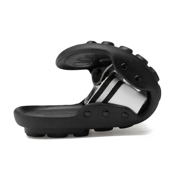 Barbati Din Piele Papuci Diapozitive Papuci De Casă Casual Pantofi De Vara Pentru Plaja Plat Palma În Aer Liber Chinelo Slide Masculino Alb Negru