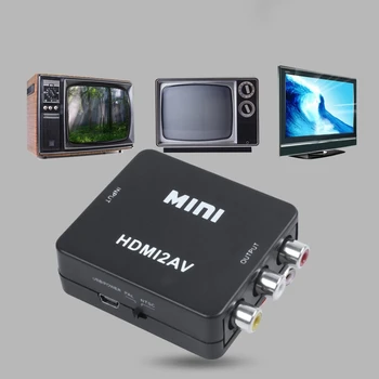 MINI HDMI la 3RCA CVBS Video Compozit AV Convertor Adaptor TV VCR VHS DVD Negru