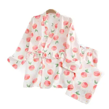 Primăvara și Toamna, japonezele Kimono Yukata Set de Pijama Bumbac Tifon Maneca Lunga Servicii la Domiciliu Baie de Abur Haine Kimono