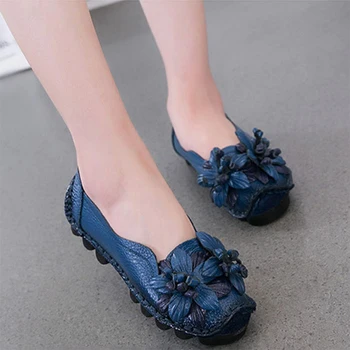 Casual Pantofi Pentru Femei Din Piele Doamnelor Pantofi Plat Floare Mocasini Femei Zapatos De Mujer Talon Femme Primavara Apartamente Plus Dimensiune 35-43